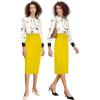 imageTapata Womens Office Work Pencil Skirt Stretch High Waist Below Knee Bodycon for Business CasualYellow