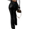 imageAvanova Women Faux Leather Butt Lifting Leggings Flare High Waist Sexy Bell Bottom PantsBlack
