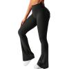 imageAvanova Women Faux Leather Butt Lifting Leggings Flare High Waist Sexy Bell Bottom PantsBlack B