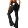 imageAvanova Women Faux Leather Butt Lifting Leggings Flare High Waist Sexy Bell Bottom PantsBlack B