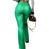 imageAvanova Women Faux Leather Butt Lifting Leggings Flare High Waist Sexy Bell Bottom PantsGreen