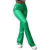 imageAvanova Women Faux Leather Butt Lifting Leggings Flare High Waist Sexy Bell Bottom PantsGreen