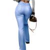 imageAvanova Women Faux Leather Butt Lifting Leggings Flare High Waist Sexy Bell Bottom PantsLight Blue