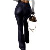 imageAvanova Women Faux Leather Butt Lifting Leggings Flare High Waist Sexy Bell Bottom PantsNavy