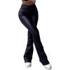imageAvanova Women Faux Leather Butt Lifting Leggings Flare High Waist Sexy Bell Bottom PantsNavy