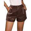 imageAvanova Women Faux Leather High Waisted Shorts Pleated Casual Summer ShortsBrown
