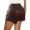 imageAvanova Women Faux Leather High Waisted Shorts Pleated Casual Summer ShortsBrown
