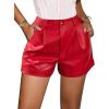 imageAvanova Women Faux Leather High Waisted Shorts Pleated Casual Summer ShortsRed