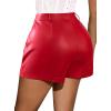 imageAvanova Women Faux Leather High Waisted Shorts Pleated Casual Summer ShortsRed