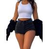 imageAvanova Women Jean Denim Sexy Micro Mini Shorts Booty Low Rise Cut Off Hot PantsBlack
