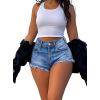 imageAvanova Women Jean Denim Sexy Micro Mini Shorts Booty Low Rise Cut Off Hot PantsBlue