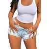 imageAvanova Women Jean Denim Sexy Micro Mini Shorts Booty Low Rise Cut Off Hot PantsLight Blue