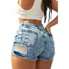 imageAvanova Women Jean Denim Sexy Mini Shorts Ripped Distressed Cut Off Stretchy Raw Hem Hot Pants ShortsBlue Multi