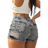 imageAvanova Women Jean Denim Sexy Mini Shorts Ripped Distressed Cut Off Stretchy Raw Hem Hot Pants ShortsGrey Multi