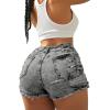 imageAvanova Women Jean Denim Sexy Mini Shorts Ripped Distressed Cut Off Stretchy Raw Hem Hot Pants ShortsGrey Multi