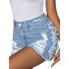 imageAvanova Women Jean Denim Sexy Mini Shorts Ripped Distressed Cut Off Stretchy Raw Hem Hot Pants ShortsLight Blue