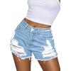 imageAvanova Women Jean Denim Sexy Mini Shorts Ripped Distressed Cut Off Stretchy Raw Hem Hot Pants ShortsLight Blue