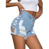 imageAvanova Women Jean Denim Sexy Mini Shorts Ripped Distressed Cut Off Stretchy Raw Hem Hot Pants ShortsLight Blue