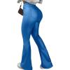 imageAvanova Women Faux Leather Butt Lifting Leggings Flare High Waist Sexy Bell Bottom PantsBlue