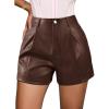 imageAvanova Women Faux Leather High Waisted Shorts Pleated Casual Summer ShortsBrown