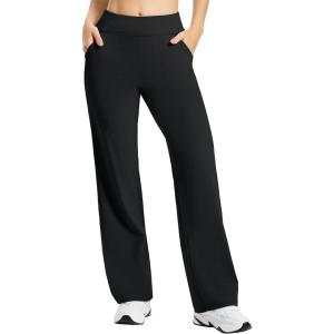 imageTapata Petite Womens Wide Leg Yoga Pants 2628 High Waist Stretch Loose Lounge Sweatpants Dress Work Casual with PocketsBlack