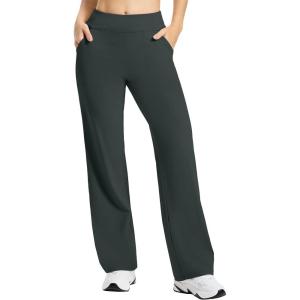 imageTapata Petite Womens Wide Leg Yoga Pants 2628 High Waist Stretch Loose Lounge Sweatpants Dress Work Casual with PocketsDark Grey