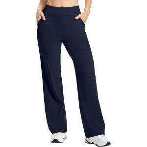 imageTapata Petite Womens Wide Leg Yoga Pants 2628 High Waist Stretch Loose Lounge Sweatpants Dress Work Casual with PocketsNavy Blue