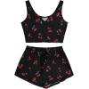 imageAvanova Women Cherry Print Tank Top Pajama Sets 2 Pieces Sleepwear LoungewearBlack a