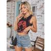 imageAvanova Womens Dragon Graphic Print Round Neck Sleeveless Crop Top Tank ShirtsTie Dye Red F