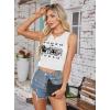 imageAvanova Womens Dragon Graphic Print Round Neck Sleeveless Crop Top Tank ShirtsWhite Yf