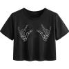 imageAvanova Women Graphic Oversized Ripped Boxy Tee Shirt Distressed Short Sleeve Crop TopSkull Black