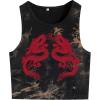 imageAvanova Womens Dragon Graphic Print Round Neck Sleeveless Crop Top Tank ShirtsTie Dye Brown