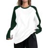 imageAvanova Women Star Graphic Raglan Long Sleeve Tee Shirt Color Block Loose TopGreen