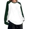 imageAvanova Women Star Graphic Raglan Long Sleeve Tee Shirt Color Block Loose TopGreen