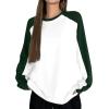 imageAvanova Women Star Graphic Raglan Long Sleeve Tee Shirt Color Block Loose TopGreen