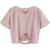 imageAvanova Women Sun Moon Graphic Distressed Crop Top Oversized Short Sleeve Ripped Tee ShirtMoon Pink