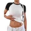 imageAvanova Women Raglan Colorblock Baby Tee Shirt Short Sleeve Summer Casual TopsWhite E Ys