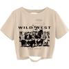 imageAvanova Women Sun Moon Graphic Distressed Crop Top Oversized Short Sleeve Ripped Tee ShirtApricot Ww