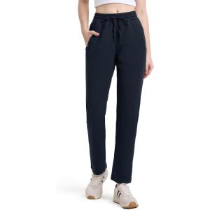 imageTapata Petite Womens 26quot28quot Inseam Sweatpants Cotton Lounge Yoga Pants Casual Open Bottom Workout Zipper Pocket JoggersNavy Blue
