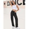 imageTapata Womens 283134 Inseam Lightweight Cargo Dance Studio Pants Ruched PetiteRegularTall Joggers for Workout CasualBlack
