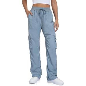 imageTapata Womens 283134 Inseam Lightweight Cargo Dance Studio Pants Ruched PetiteRegularTall Joggers for Workout CasualAshy Blue