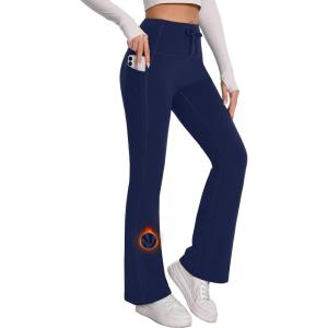 imageTapata Womens Fleece Lined Pants 28303234 Winter Thermal Warm Bootcut Flare Leggings Hiking Yoga Pants with PocketsNavy Blue