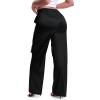 imageTapata Womens Satin Cargo Pants 28531 Inseam High Waisted Wide Leg Casual Straight Club Trousers PetiteRegularBlack
