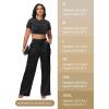 imageTapata Womens Satin Cargo Pants 28531 Inseam High Waisted Wide Leg Casual Straight Club Trousers PetiteRegularBlack