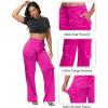 imageTapata Womens Satin Cargo Pants 28531 Inseam High Waisted Wide Leg Casual Straight Club Trousers PetiteRegularHot Pink