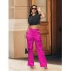 imageTapata Womens Satin Cargo Pants 28531 Inseam High Waisted Wide Leg Casual Straight Club Trousers PetiteRegularHot Pink