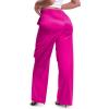 imageTapata Womens Satin Cargo Pants 28531 Inseam High Waisted Wide Leg Casual Straight Club Trousers PetiteRegularHot Pink