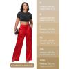 imageTapata Womens Satin Cargo Pants 28531 Inseam High Waisted Wide Leg Casual Straight Club Trousers PetiteRegularRed
