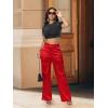 imageTapata Womens Satin Cargo Pants 28531 Inseam High Waisted Wide Leg Casual Straight Club Trousers PetiteRegularRed