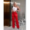 imageTapata Womens Satin Cargo Pants 28531 Inseam High Waisted Wide Leg Casual Straight Club Trousers PetiteRegularRed
